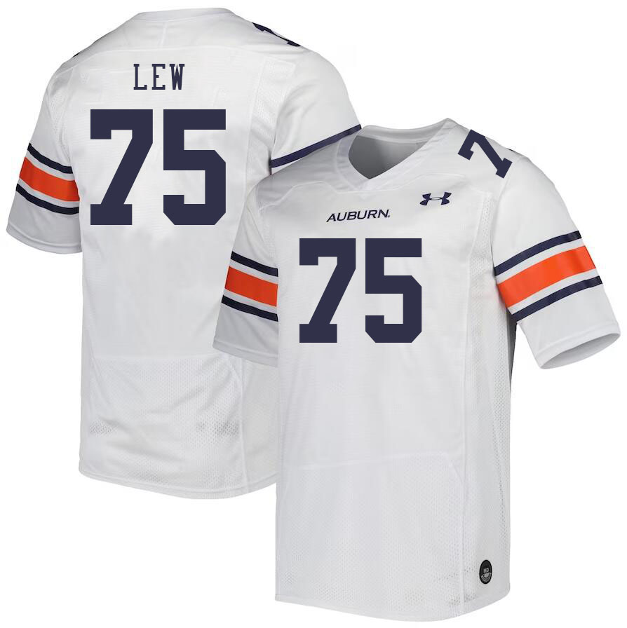 Men #75 Connor Lew Auburn Tigers College Football Jerseys Stitched-White - Click Image to Close